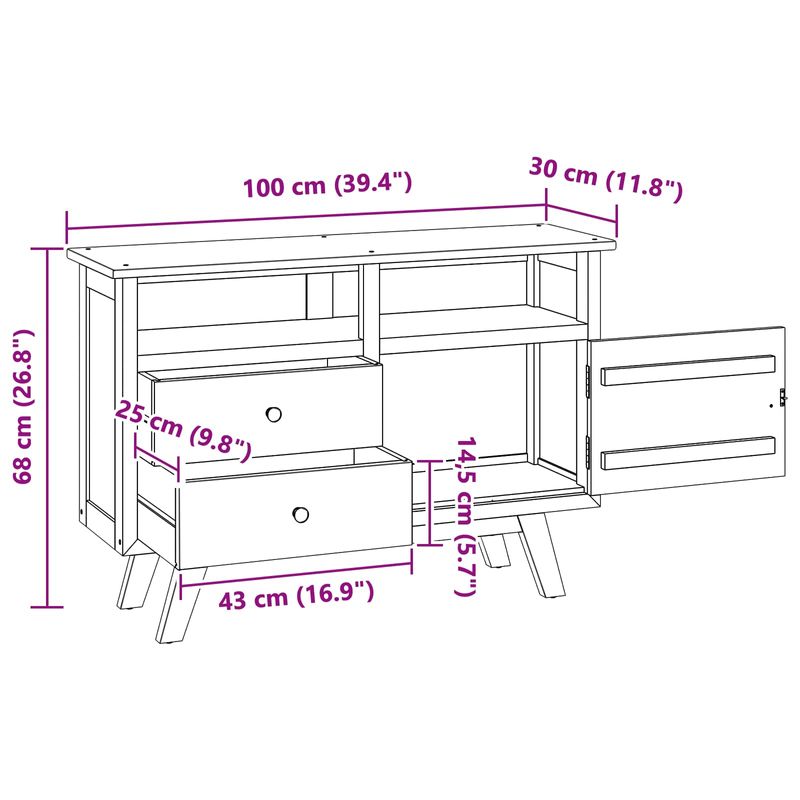 Casa si Gradina - Mobilier - Comode si corpuri - Comode - Bufet cu sertar Maro 100 x 30 x 68 cm Lemn solid de tec - Infinity.ro