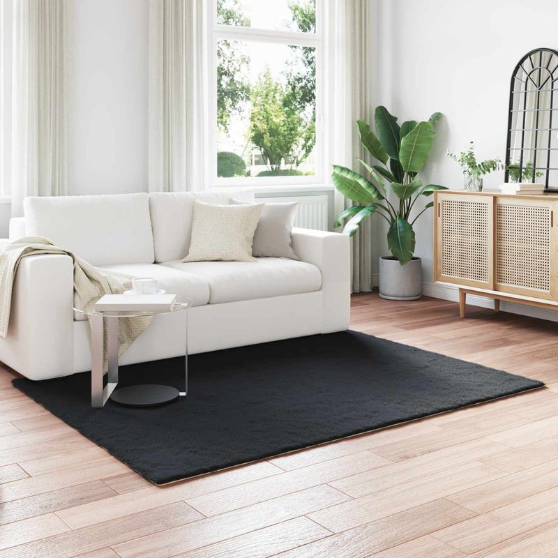 Casa si Gradina - Textile si covoare - Covoare - Covoare casa - Covor din Blana Faux de Iepure Olite Negru 160 x 230 cm - Infinity.ro