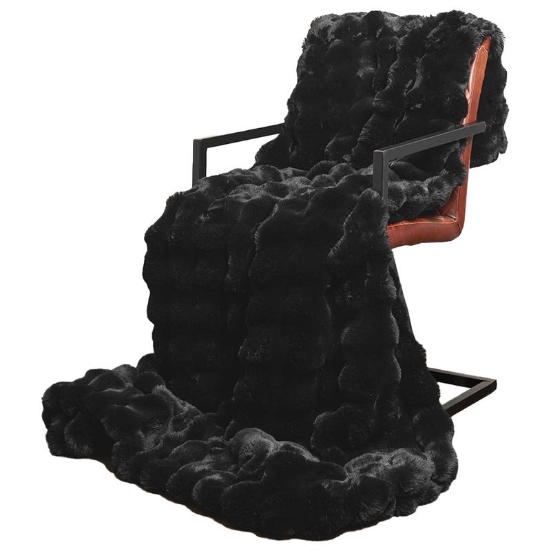 Casa si Gradina - Textile si covoare - Pături și cuverturi - Pături - Patura din Blana sintetica de Iepure 4 pcs Negru 130 x 150 cm - Infinity.ro