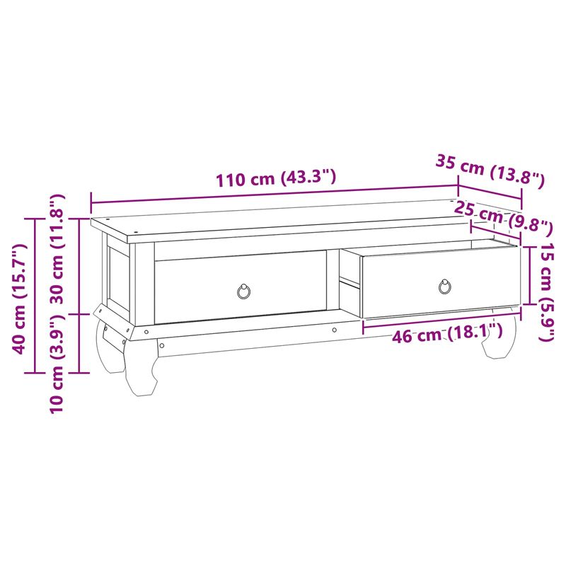 Casa si Gradina - Mobilier - Comode si corpuri - Comode - Support TV cu sertar Maro 110 x 35 x 40 cm Lemn solid de tec - Infinity.ro