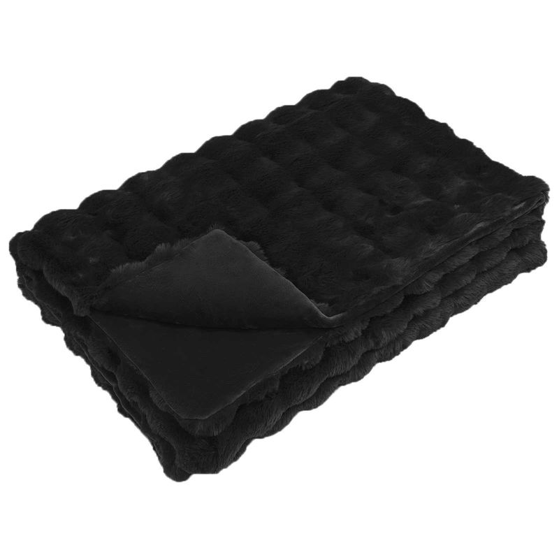 Casa si Gradina - Textile si covoare - Pături și cuverturi - Pături - Patura din Blana sintetica de Iepure 4 pcs Negru 130 x 150 cm - Infinity.ro
