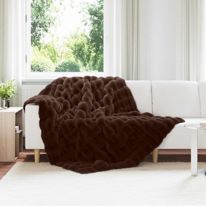 Casa si Gradina - Textile si covoare - Pături și cuverturi - Pături - Patura din Blana sintetica de Iepure Culoare Camila - Infinity.ro