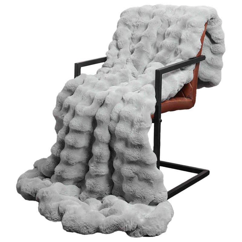 Casa si Gradina - Textile si covoare - Pături și cuverturi - Pături - Patura din Blana sintetica de Iepure Gri 130 x 150 cm Poliester - Infinity.ro