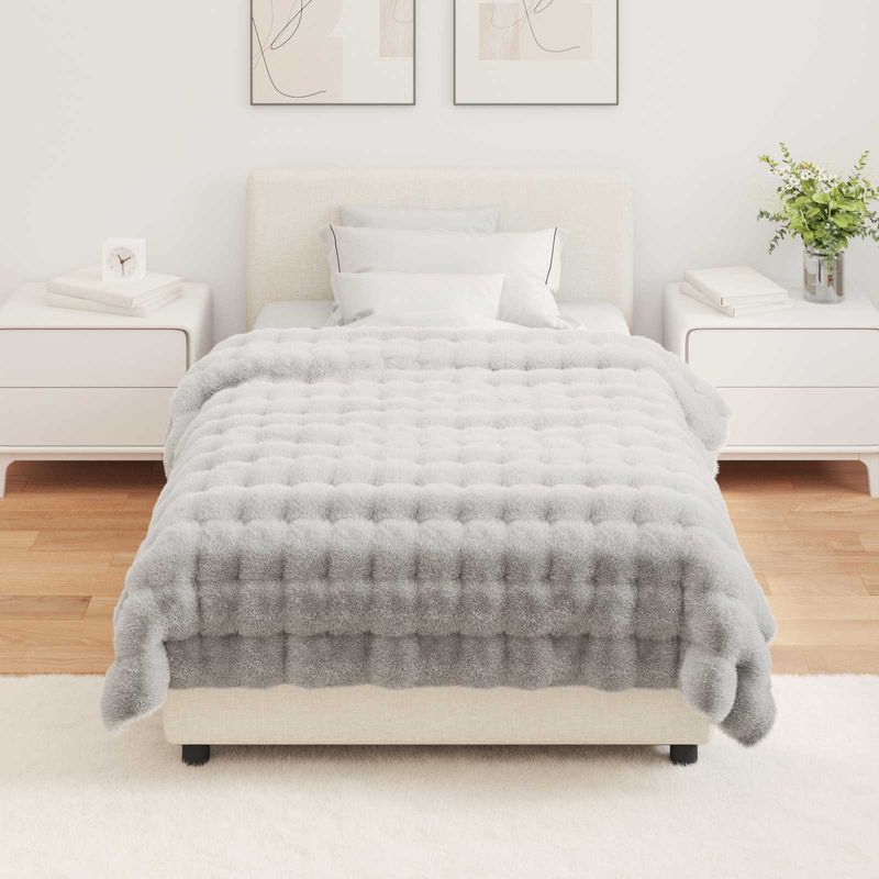 Casa si Gradina - Textile si covoare - Pături și cuverturi - Pături - Patura din Blana sintetica de Iepure Gri 130 x 150 cm Poliester - Infinity.ro