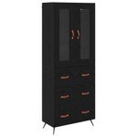 Casa si Gradina - Mobilier - Comode si corpuri - Corpuri bucatarie - Cabinet Highboard Pe perete 2 pcs Stejar Negru Lemn compozit - Infinity.ro