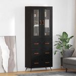 Casa si Gradina - Mobilier - Comode si corpuri - Corpuri bucatarie - Cabinet Highboard Pe perete 2 pcs Stejar Negru Lemn compozit - Infinity.ro
