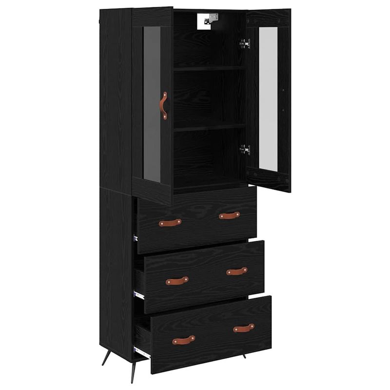 Casa si Gradina - Mobilier - Comode si corpuri - Corpuri bucatarie - Cabinet Highboard Pe perete 2 pcs Stejar Negru Lemn compozit - Infinity.ro