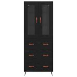 Casa si Gradina - Mobilier - Comode si corpuri - Corpuri bucatarie - Cabinet Highboard Pe perete 2 pcs Stejar Negru Lemn compozit - Infinity.ro