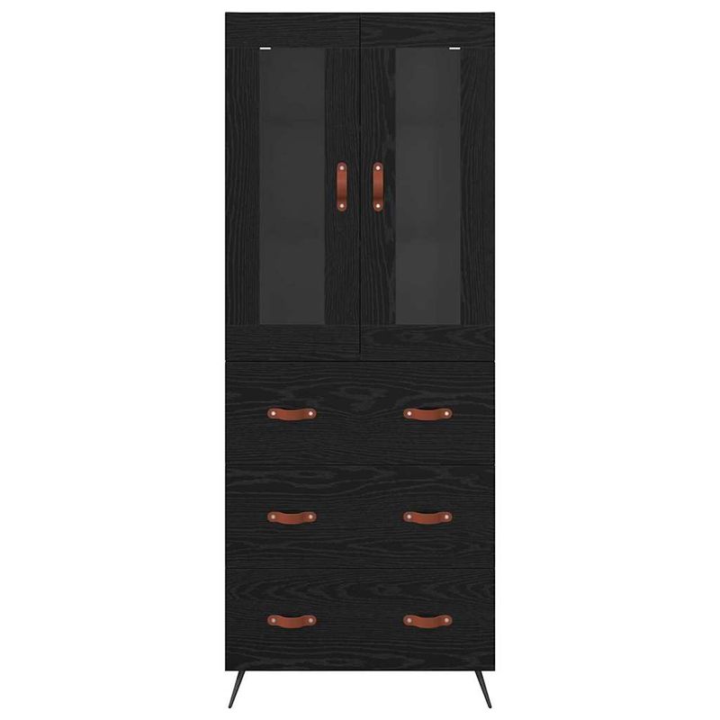 Casa si Gradina - Mobilier - Comode si corpuri - Corpuri bucatarie - Cabinet Highboard Pe perete 2 pcs Stejar Negru Lemn compozit - Infinity.ro