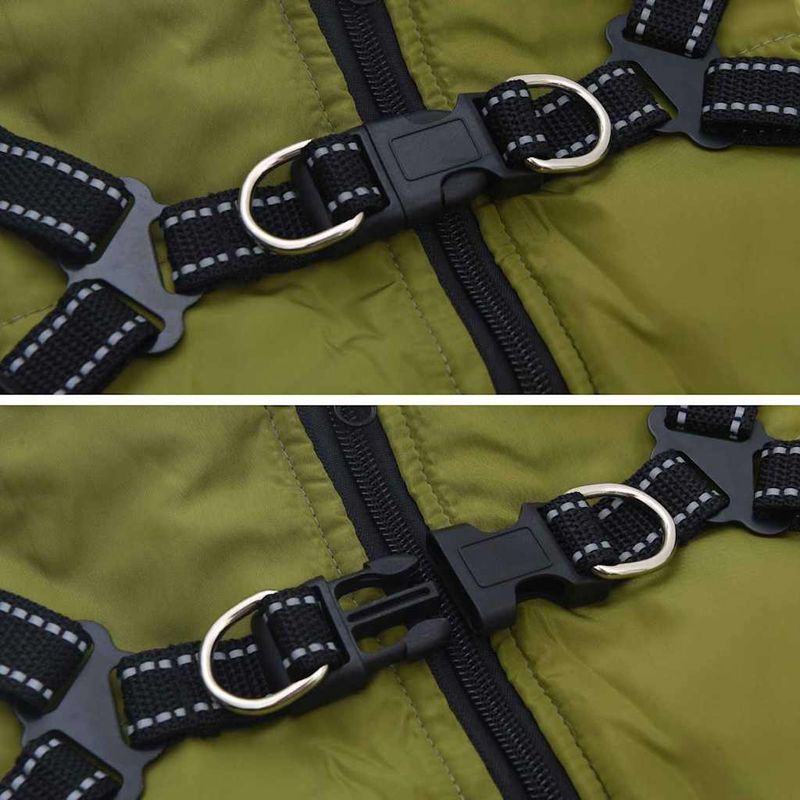 Petshop - Articole imbracaminte - Haine animale - Haina pentru Caini cu ham Verde Army M Fleece si poliester - Infinity.ro