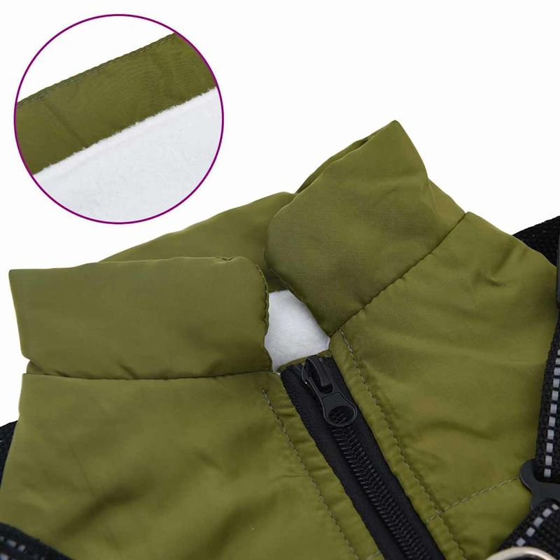 Petshop - Articole imbracaminte - Haine animale - Haina pentru Caini cu ham Verde Army 2XL Fleece si poliester - Infinity.ro