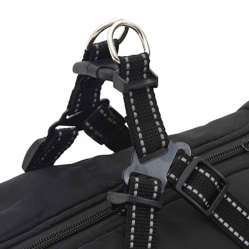 Petshop - Articole imbracaminte - Haine animale - Haina pentru Caini cu ham Negru 4XL Fleece si poliester - Infinity.ro