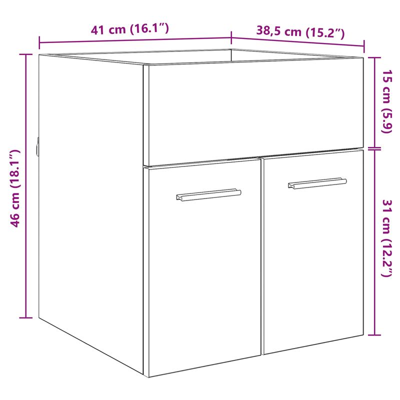 Casa si Gradina - Mobilier - Mobilier baie - Comode baie - Comoda de chiuveta Stejar Negru 41 x 38,5 x 46 cm Lemn compozit - Infinity.ro