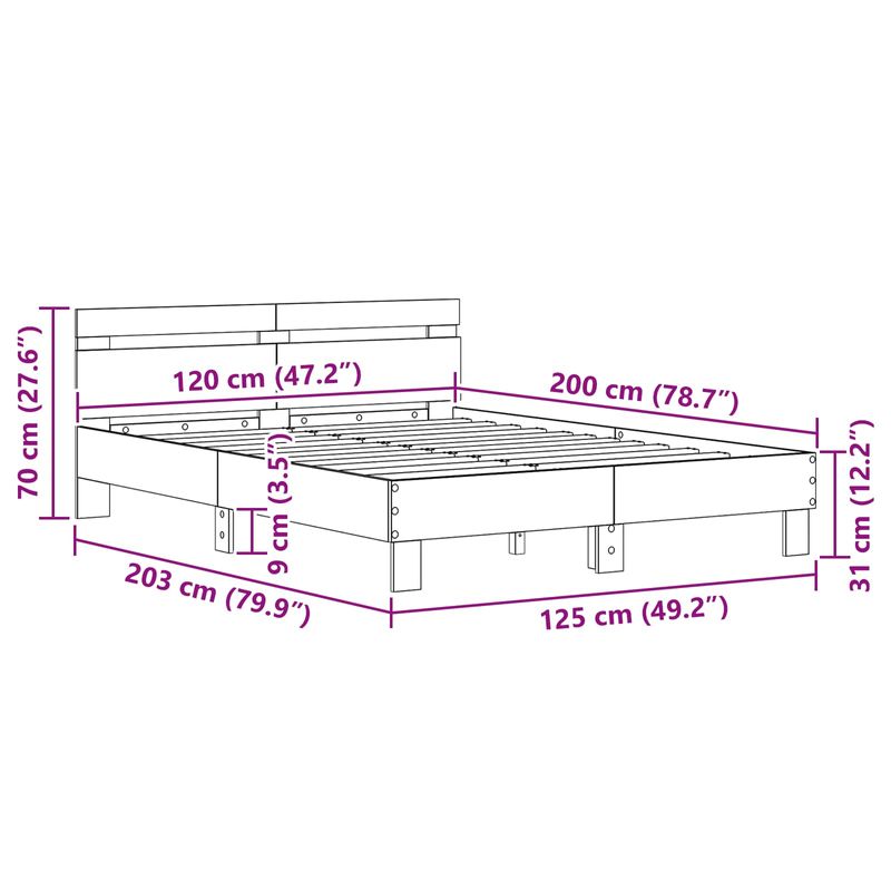 Casa si Gradina - Mobilier - Paturi si accesorii - Paturi - Cadru de pat cu headboard Lemn vechi 120 x 200 cm Lemn compozit - Infinity.ro