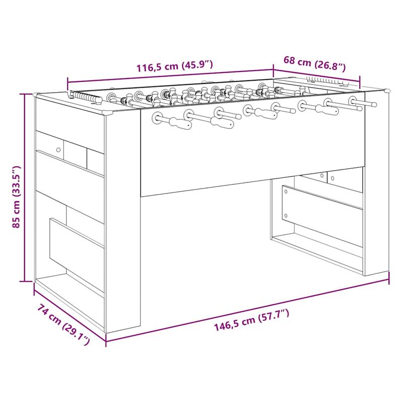 Sport si Outdoor - Alte sporturi - Mese fusball - Maza de Fotbal 2 pcs Gri Sonoma 146,5 x 74 x 85 cm - Infinity.ro