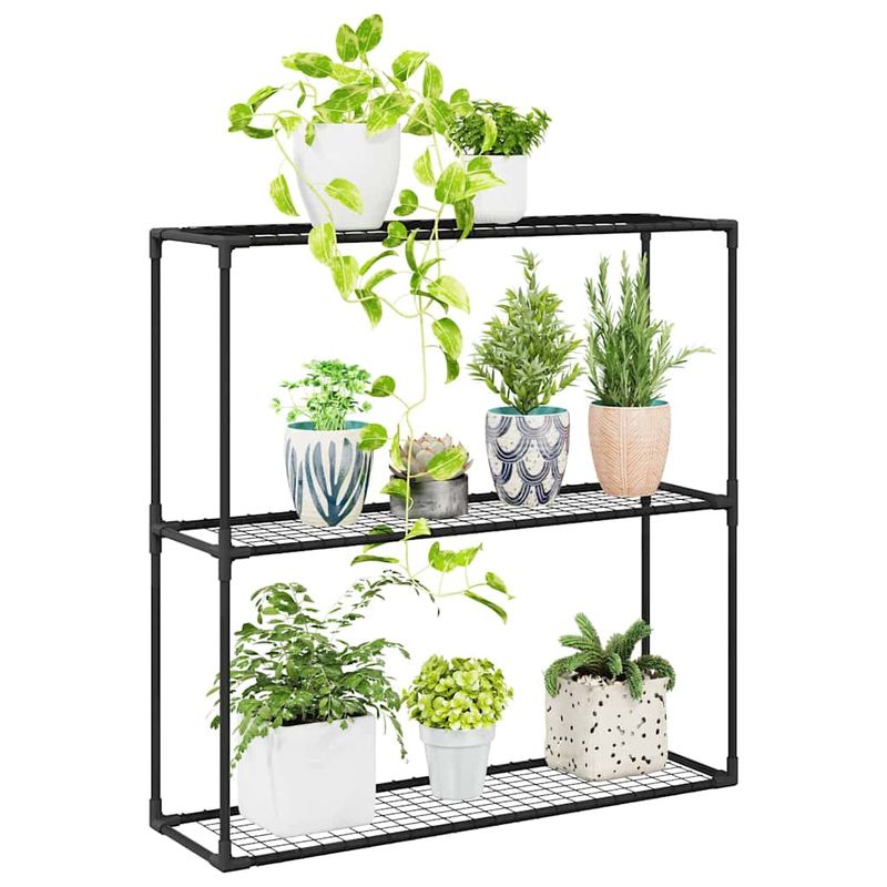 Casa si Gradina - Gradinarit si plante - Plante si ghivece - Ghivece si suporturi - Stand pentru plante cu 3 niveluri Negru 100 x 32 x 102 cm Otel - Infinity.ro