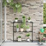 Casa si Gradina - Gradinarit si plante - Plante si ghivece - Ghivece si suporturi - Stand pentru plante cu 3 niveluri Negru 100 x 32 x 102 cm Otel - Infinity.ro
