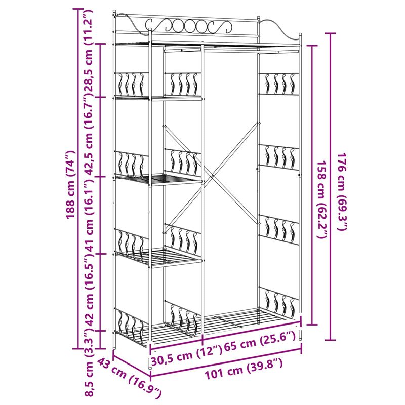 Casa si Gradina - Mobilier - Dulapuri si sifoniere - Dulapuri - Dulap Deschis cu raft Negru 100 x 43 x 188 cm Otel - Infinity.ro