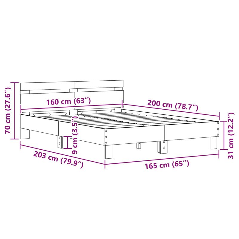 Casa si Gradina - Mobilier - Paturi si accesorii - Paturi - Cadru de pat Stejar Artizanal 160 x 200 cm Lemn compozit - Infinity.ro