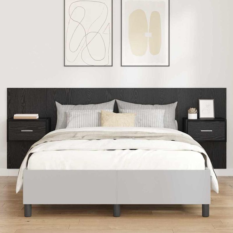 Casa si Gradina - Mobilier - Paturi si accesorii - Accesorii paturi - Tablie de pat cu LED, gri inchis, 147x16x118/128 cm, textil - Infinity.ro