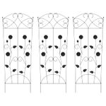Casa si Gradina - Gradina si terasa - Garduri, panouri si accesorii - Gard de Gradina Spalier 3 pcs Negru 112 x 40 cm Otel - Infinity.ro