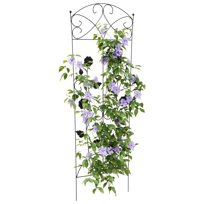 Casa si Gradina - Gradina si terasa - Garduri, panouri si accesorii - Gard de Gradina Spalier 3 pcs Negru 112 x 40 cm Otel - Infinity.ro