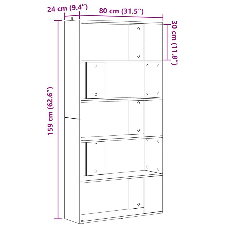 Casa si Gradina - Mobilier - Biblioteci si rafturi - Biblioteci - Dulap pentru carti Lemn vechi 80 x 24 x 159 cm Lemn compozit - Infinity.ro