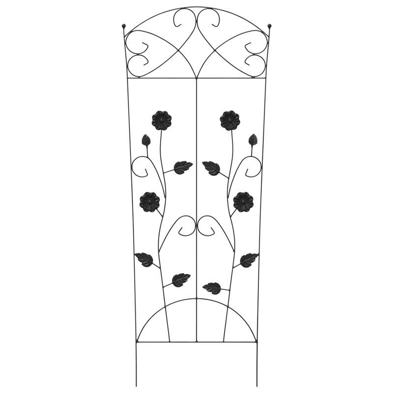 Casa si Gradina - Gradina si terasa - Garduri, panouri si accesorii - Gard de Gradina Spalier 3 pcs Negru 112 x 40 cm Otel - Infinity.ro