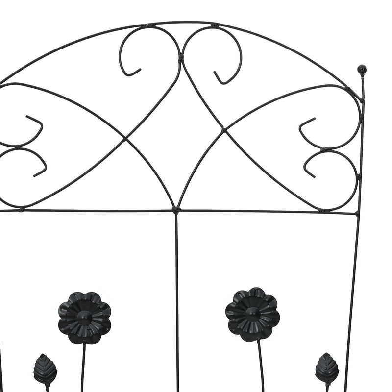 Casa si Gradina - Gradina si terasa - Garduri, panouri si accesorii - Gard de Gradina Spalier 3 pcs Negru 112 x 40 cm Otel - Infinity.ro