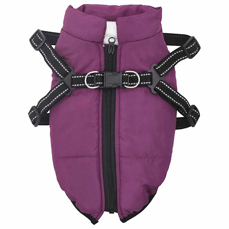 Petshop - Articole imbracaminte - Haine animale - Haina pentru Caini cu ham Violet M Fleece si poliester - Infinity.ro