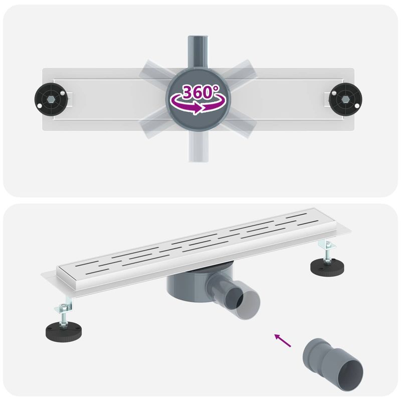Casa si Gradina - Constructii - Materiale constructii - Sisteme de scurgere - Drenaj de dus 362 Grade cu Design pe Linie Argintiu 50 cm - Infinity.ro