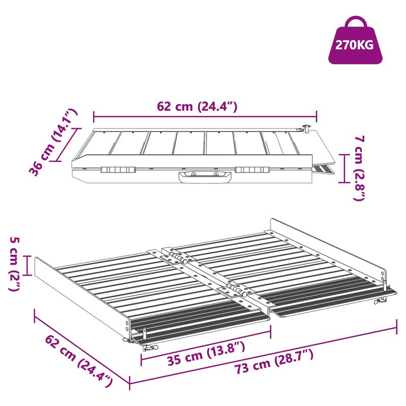Auto si Moto - Remorci si platforme auto - Rampa pentru scaun cu rotile Argintiu 62 x 73 x 5 cm Aluminiu - Infinity.ro
