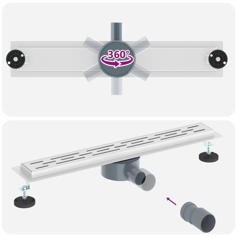 Casa si Gradina - Constructii - Materiale constructii - Sisteme de scurgere - Drenaj de dus 362 Grade cu Design pe Linie Argintiu 60 cm - Infinity.ro