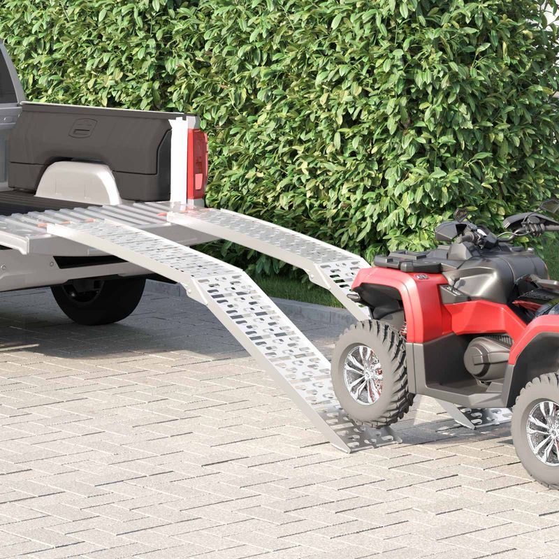 Auto si Moto - Remorci si platforme auto - Rampa de Incarcare 2 pcs Argintiu 222 x 29 x 14 cm Aluminiu - Infinity.ro