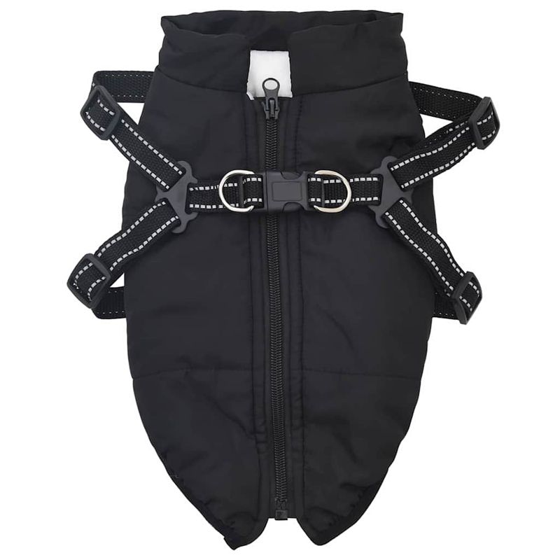 Petshop - Articole imbracaminte - Haine animale - Haina pentru Caini cu ham Negru M Fleece si poliester - Infinity.ro