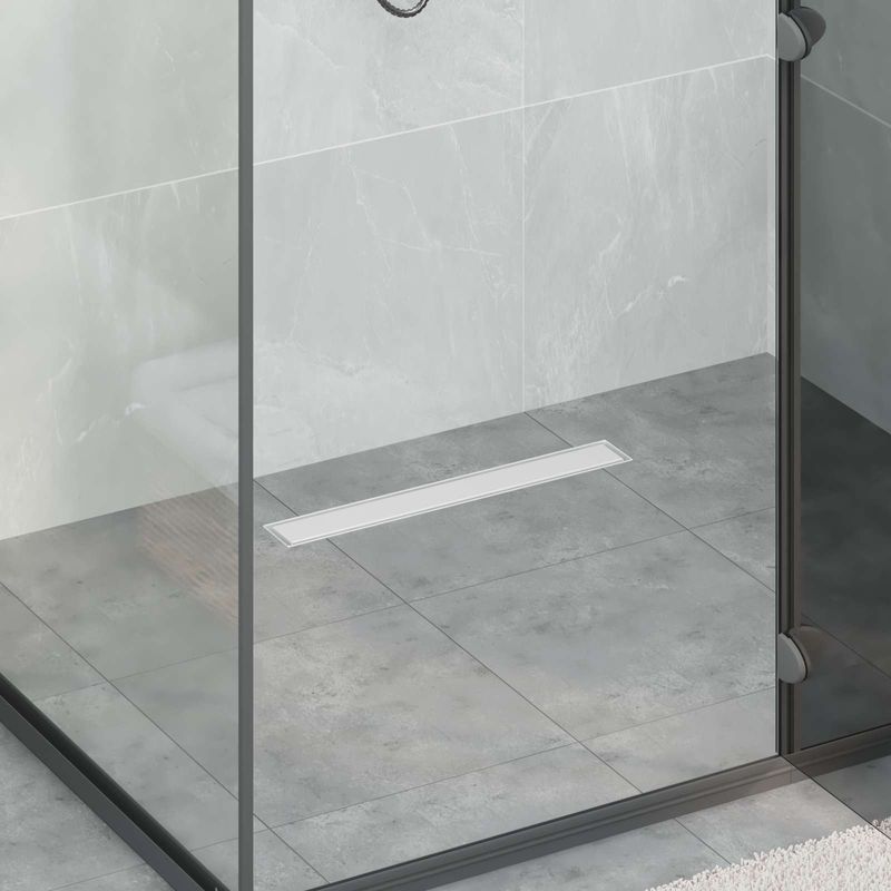 Casa si Gradina - Constructii - Materiale constructii - Sisteme de scurgere - Drenaj pentru dus cu capac din sticla Argintiu 50 cm - Infinity.ro