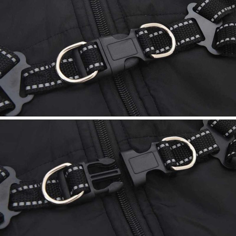 Petshop - Articole imbracaminte - Haine animale - Haina pentru Caini cu ham Negru M Fleece si poliester - Infinity.ro
