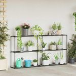 Casa si Gradina - Gradinarit si plante - Plante si ghivece - Ghivece si suporturi - Stand pentru plante cu 3 niveluri Negru 200 x 32 x 104 cm Otel - Infinity.ro
