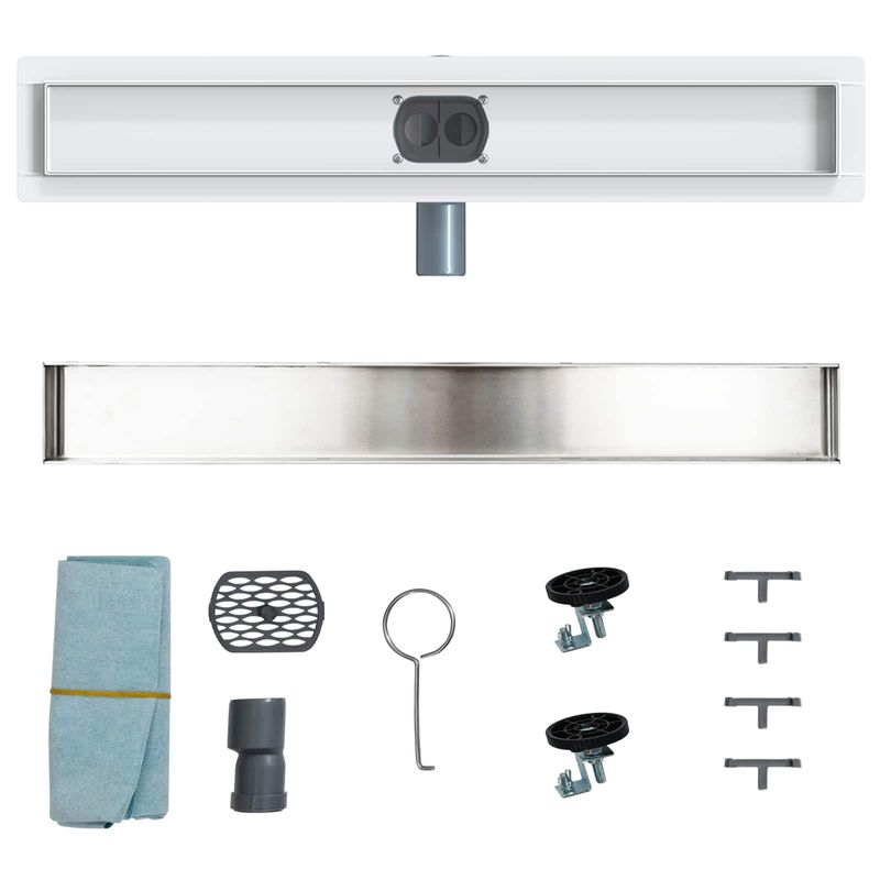 Casa si Gradina - Constructii - Materiale constructii - Sisteme de scurgere - Scurgere de dus 2 in 1 cu sifon 360° Argintiu 60 cm - Infinity.ro