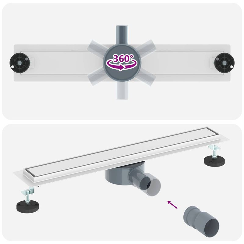 Casa si Gradina - Constructii - Materiale constructii - Sisteme de scurgere - Scurgere de dus 2 in 1 cu sifon 360° Argintiu 60 cm - Infinity.ro