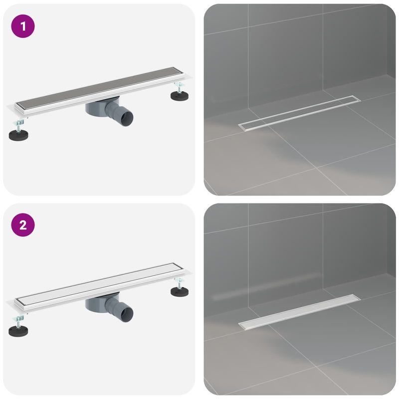 Casa si Gradina - Constructii - Materiale constructii - Sisteme de scurgere - Scurgere de dus 2 in 1 cu sifon 360° Argintiu 60 cm - Infinity.ro