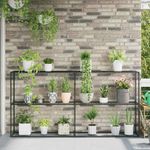 Casa si Gradina - Gradinarit si plante - Plante si ghivece - Ghivece si suporturi - Stand pentru plante cu 3 niveluri Negru 200 x 32 x 104 cm Otel - Infinity.ro