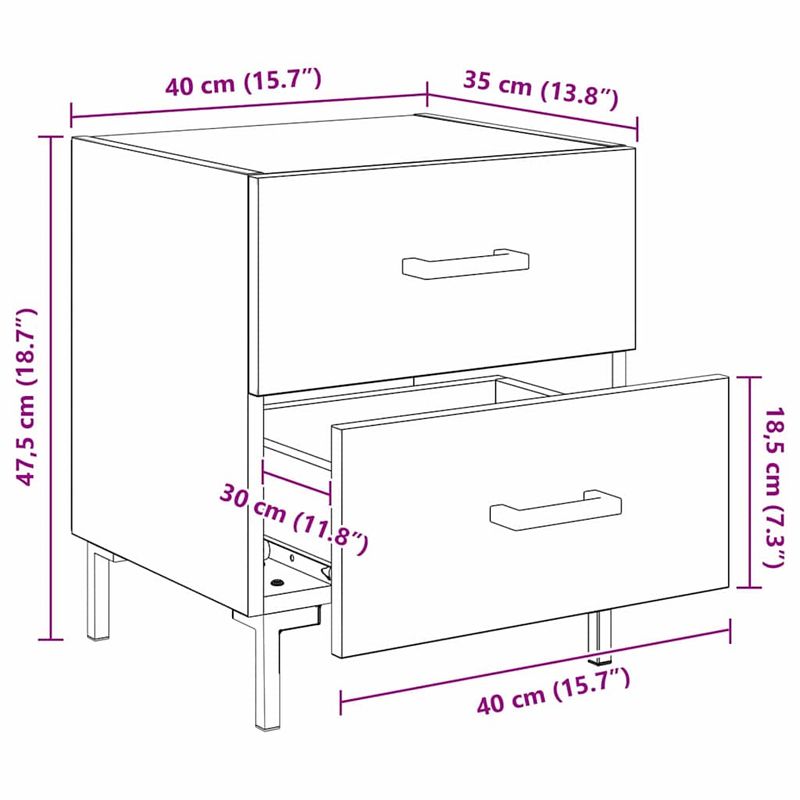 Casa si Gradina - Mobilier - Comode si corpuri - Noptiere - Noptiera Stejar Negru 40 x 35 x 47,5 cm Lemn compozit - Infinity.ro