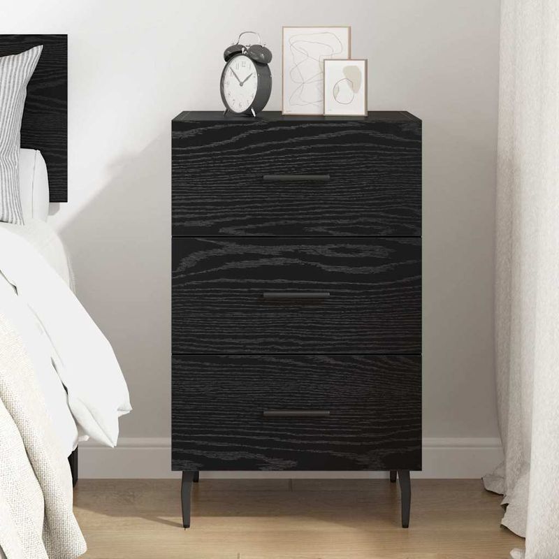 Casa si Gradina - Mobilier - Comode si corpuri - Noptiere - Noptiera Stejar Negru 40 x 40 x 66 cm Lemn compozit - Infinity.ro