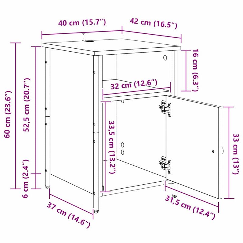 Casa si Gradina - Mobilier - Comode si corpuri - Noptiere - Noptiera Stejar Negru 40 x 42 x 60 cm Lemn compozit - Infinity.ro