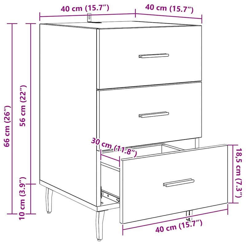 Casa si Gradina - Mobilier - Comode si corpuri - Noptiere - Noptiera Lemn vechi 40 x 40 x 66 cm Lemn compozit - Infinity.ro