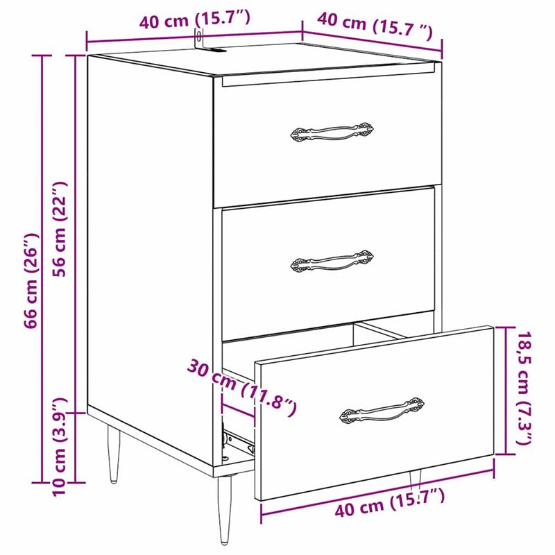 Casa si Gradina - Mobilier - Comode si corpuri - Noptiere - Noptiera Lemn vechi 40 x 40 x 66 cm Lemn compozit - Infinity.ro