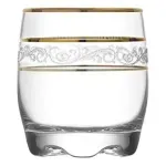 Casa si Gradina - Bucatarie si vesela - Cani si pahare - Pahare - Set 6 Pahare din Sticla Transparenta cu Model Aurit, Capacitate 80ml, Ideal pentru Aperitive - ABYZ™ - Infinity.ro