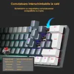 PC, gaming si accesorii - Periferice PC - Tastaturi - Tastatura mecanica gaming 61 taste ABYZ design ergonomic, iluminare LED, switch-uri Blue, conexiune USB alb - Infinity.ro