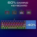 PC, gaming si accesorii - Periferice PC - Tastaturi - Tastatura mecanica gaming 61 taste ABYZ design ergonomic, iluminare LED, switch-uri Blue, conexiune USB negru - Infinity.ro